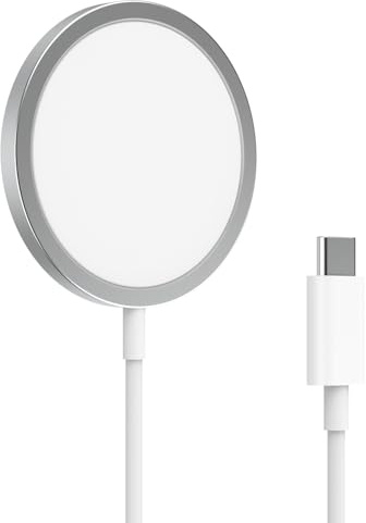 Magnetic Wireless Charger for iPhone, 15W USB C MagSafe Fast Charge Pad, 1m | Type C Wireless Inductive Charging Station Compatible with iPhone 17/17 Pro/17 Pro Max/16/15/14/13/12/Air, AirPods 3 2, White