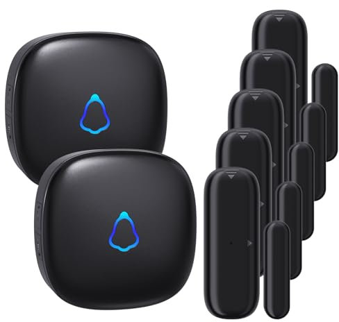 Door Chime, METAK Wireless Door Open Contact Sensor Alarm with 500 FT Range, 58 Chimes and 5 Volume Levels for Business/Store/Home/Office When Entering, 5 Transmitters + 2 Plug-in Receivers