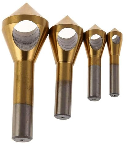 Juego de brocas avellanadoras, brocas para chaflán, 4X Herramientas de desbarbado de chaflán externo, Herramienta de desbarbado de agujeros de acero de alta velocidad de 90 grados para metal, acero in