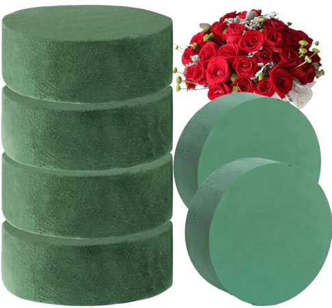 Jatipy Round Floral Foam – 6-Pack Water-Absorbent Wet Foam Blocks for Wedding Decor – Easy to Cut & Shape, Keeps Flowers Hydrated Longer