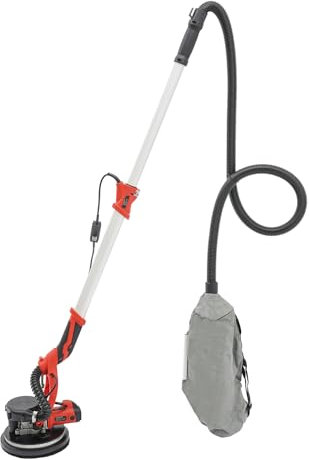 Ponceuse à sec 1250 W - 255 mm - 6 vitesses réglables - Tête de ponçage inclinable à 90° - Avec balais de carbone - Papier abrasif - Lampe de travail LED - Pour mur et plafond - Pour décoration de la