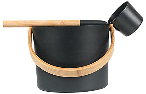 Sauna Bucket and Ladle Set,7 L,Luxurious Finnish Sauna Aluminum Bucket,SaunaBucket and Ladle Kit Matching LadleSaunaBarrel Set Aluminum