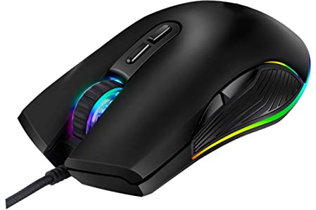SHINEOFI Mouse Gaming Ergonomico USB con Retroilluminazione Rgb Dpi Regolabili Compatibile con Pc e Laptop Design Confortevole per Lunghe Sessioni Colore Casuale