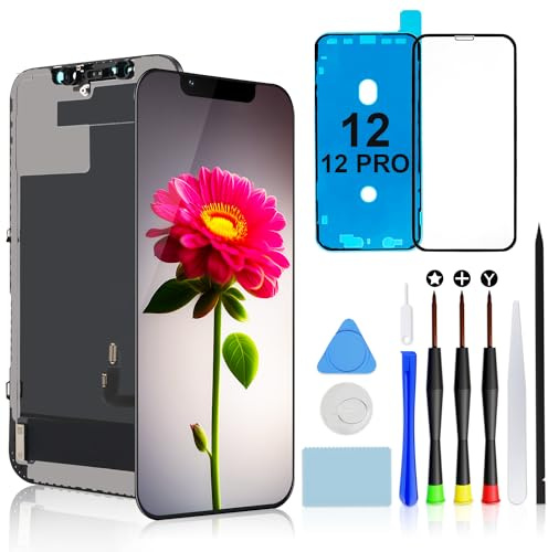 Brinonac Écran pour iPhone 12/12 Pro, 6,1 Pouces Écran LCD Full HD, Ensemble de Montage du Numériseur Tactile avec Outils de Réparation