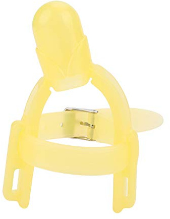 2 colori regolabile succhiare il pollice per la protezione del dito silicone morso per bambini neonati (Giallo)