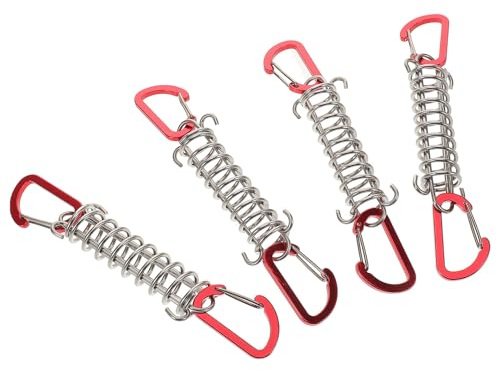 HOODANCOS Hebillas de Resorte para Cuerda de Viento 4 Piezas Accesorio Multifuncional para Tiendas de Campaña Tensor Portátil para Senderismo Ganchos de Tensión Resistentes Color Rojo