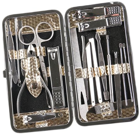 CLISPEED 19 Stück Teiliges Maniküre Set Nagelpflege Werkzeugset aus Langlebigem Material mit Nagelknipsern und Nageltrimmern Tragbares Nagelpflege Kit für Damen und Herren für Zuhause und