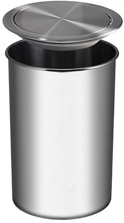 HXYONGN Integrated Stainless Steel Trash Can with Lid Round Rotating Waste Bin 304 Material Countertop Garbage Bin Sleek Design for Home & Office Use (One Color 304 Material)