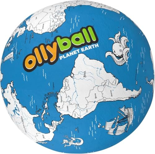 Ollyball 1915351 Planet Earth - Pelota de ocio para niños para colorear, absorbe los golpes con tecnología patentada KrunchCOR a partir de 4 años, 55 cm
