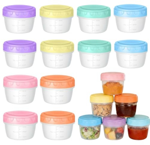Gefrierdosen Klein, 12 Stück Kleine Dosen mit Deckel Plastik, Kleine Dosen | Mini Frischhaltedosen Set, Auslaufsichere Frischhaltedosen für Soßen Dips und Gewürze