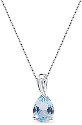 MIORE Schmuck Damen, Gelbgold/Weißgold 9 Karat 375, Goldene Kette Damen, Edelstein Kette mit Saphir/Rubin/Smaragd/Topas/Amethyst Aquamarin, Halskette mit Kettenanhänger Gold mit Schmuckbox