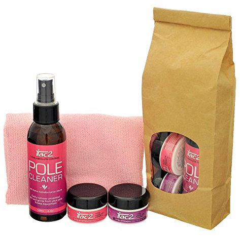 iTac2 Sports Grip Kleine Pole Dance Fitness Combo – 2 x 20 g Gläser, Pole von und Tuch