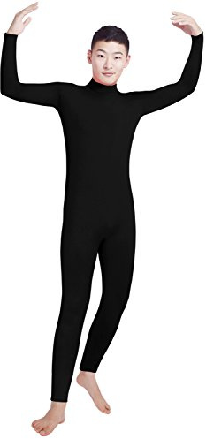 Pojkar herr spandex polokrage långärmad en del danskläder enhetlig bodysuit, Svart, XS