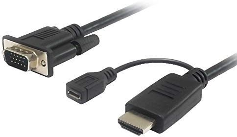 PremiumCord Convertitore cavo HDMI a VGA con connettore di alimentazione Micro USB, Full HD 1080P, lunghezza 2 m, nero