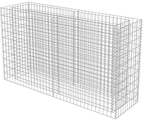 tidyard Gabionen Hochbeet | Gabionenk?rbe | befüllbare Steink?rbe | aus Stahl 180 x 50 x 100 cm (L x B x H), Silbern, Drahtkorb Blumentopf Gabione Pflanzenkorb