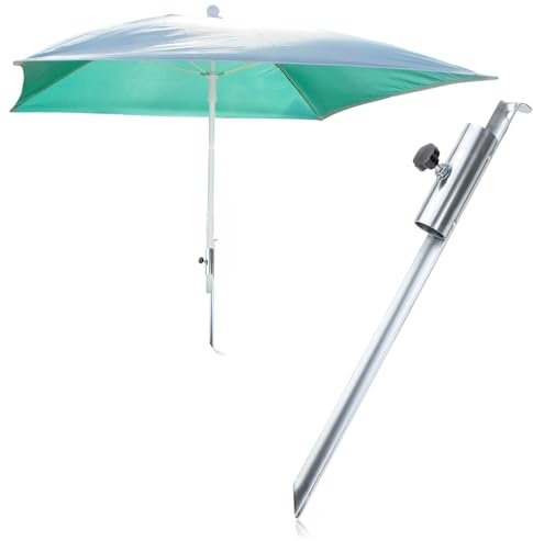 com-four® Porta ombrellone in acciaio zincato - picchetto da terra - base per ombrellone in spiaggia - supporto per ombrellone - Ø 12-32 mm (metallic)