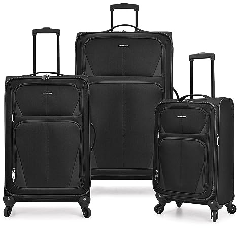 U.S. Traveler Aviron Bay Expandable Softside Luggage with Spinner Wheels, Black, 2-Piece Set