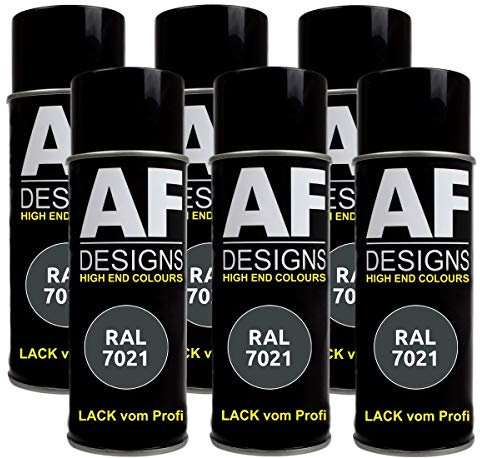 Alex Flittner Designs 6x RAL Lackspray Autolack Buntlack Spraydose RAL7021 SCHWARZGRAU seidenmatt