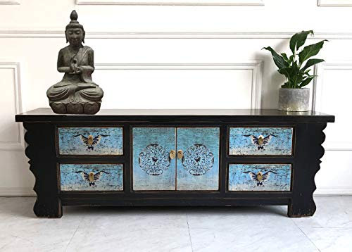 OPIUM OUTLET Meuble Salon TV Commode Sideboard Console Buffet chiffonnier Cabinet Armoire de Marriage garderobe Chinois Asiatique Oriental Antique Vintage Shabby-Chic