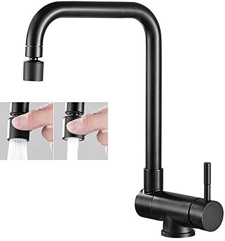 HomeLava Vorfenster Küchenarmatur 360° Drehbar mit 2 Strahlarten Unterfenster Wasserhahn Küche Spültischarmatur aus Edelstahl gebürstet Armatur zur Vorfenstermontage