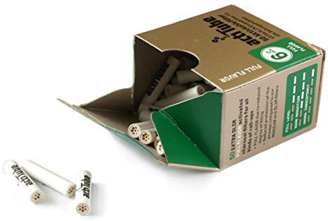 actiTube Extra Slim Gold - Filtro de carbón activo (6 mm, 1 caja de 50 unidades, 50 g)