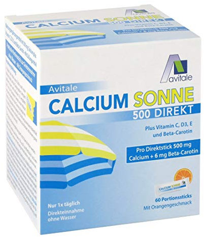 Avitale Calcium Sonne 500 Direkt - Zur Vorbereitung Ihrer Haut auf die Sonne mit 500 mg Calcium und 6 mg Beta-Carotin plus Vitamin C, D3 und E, 150 g
