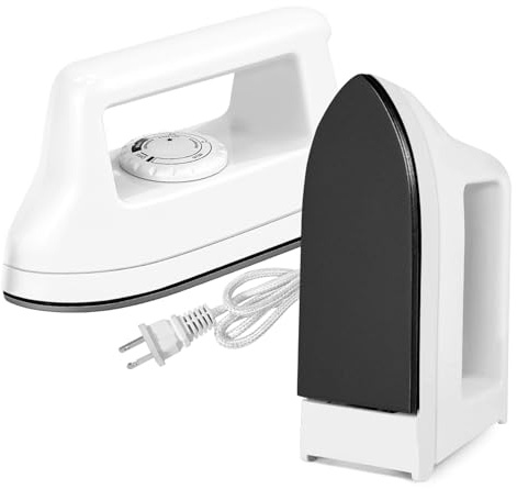 Mini Iron for Crafts and Travel - Electric Heat Press Machine for Quilting and Sewing (White) - 6.49 x 3.74 x 2.6 Inches