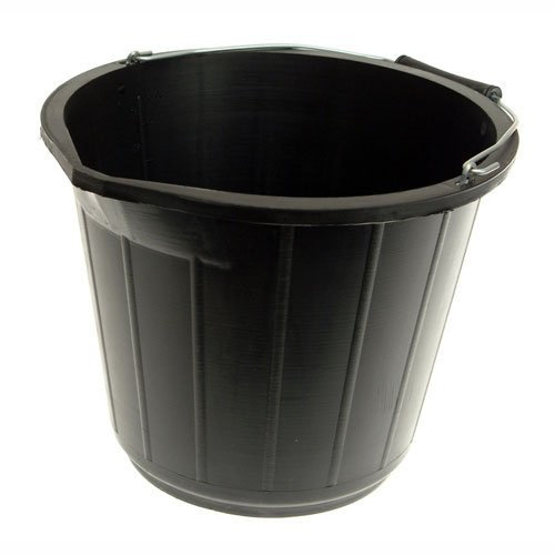 5x Black Plastic Builders Bucket 3 Gallon 14 Litre Water Mixing Storage Strong with Handle Made