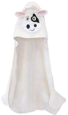Minky Mooh asciugamano con cappuccio, in cotone biologico, standard Oeko-TEX, accogliente telo da bagno, morbido e soffice, per bambini e bambine - per neonati e bambini piccoli - 75x75cm, bianco