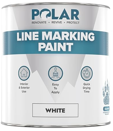 Polar Line Marker White Paint - 1 Litre - Heavy Duty & Hard-Wearing - Indoors & Outdoors - Ideal For Car Parks, Tennis Courts, Warehouses - Water, Chemical & Acid Resistant