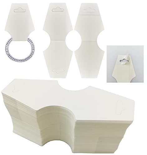 DUGYIRS 200 Pieces Necklace Display Cards Bracelet Display Cards,Self Adhesive Jewelry Packaging Card for Necklaces, Bracelets,Hair Band Display(White)