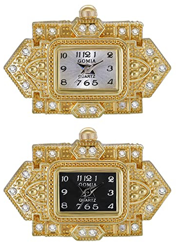 JewelryWe Ringuhr Damen Fingeruhr Analog Quarz Retro Geschnitzt Blumen Strass Edelstahl Verstellbar Ring Uhr Fingerringuhr Uhrenring mit Rechteckig Zifferblatt, Gold Silber