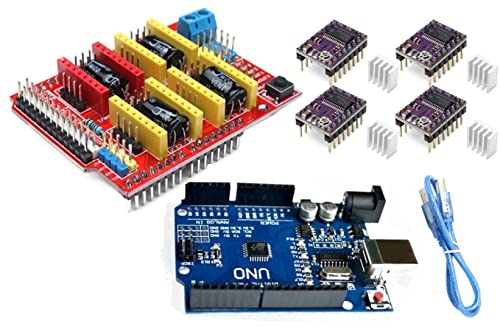 3D-Druckerpaket – Entwicklungsboard + CNC Shield V3-Erweiterungsboard + 4 Stück DRV8825 Schrittmotortreiber mit Kühlkörper + Kabel