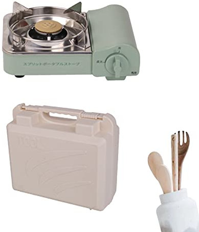 Cuisinière À Gaz Extérieure Portable À Cassette,Réchaud De Camping À Gaz Portable avec Étui De Transport, 2.1KW Mini Cuisinière À Gaz Haute Puissance Sûre Et Antidéflagrante (Vert)