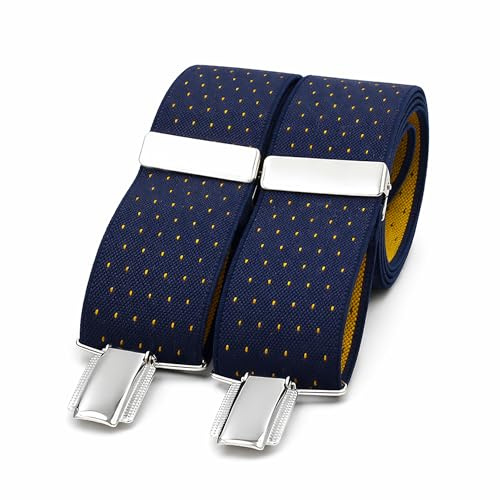 El mono con pajarita Bretelle uomo eleganti fatte a mano in Spagna. Bretelle da uomo per pantaloni | 3 clip extra-forti | Colore blu e Pois giallo (Micro Azul- Amarillo)
