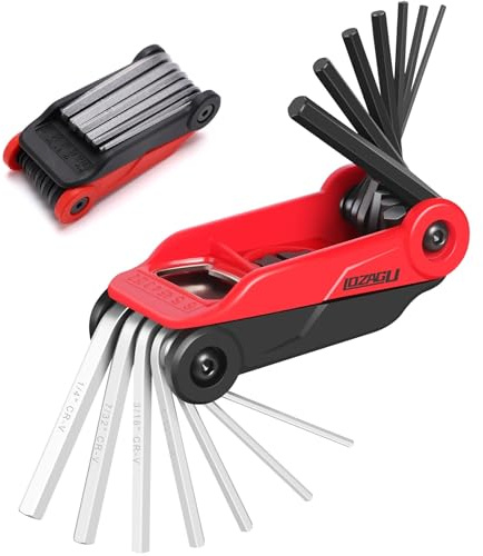 LOZAGU 14PCS Folding Allen Wrench Sets, Metric and SAE Allen Key Set, METRIC 2mm, 2.5mm, 3mm, 4mm, 4.5mm, 5mm, 6mm. SAE 5/64”, 3/32”, 1/8”, 5/32”, 3/16”, 7/32”, 1/4