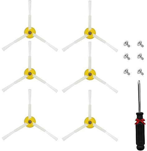 KiimSin 6 Piezas Repuesto de Cepillos Laterales para iRobot Roomba 600 700 800 900 Series 694 677 850 860 870 880 890 980 960 Robot Aspirador Accesorios, Aspirador Cepillo Lateral + destornilladore