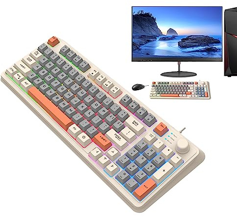 EUBEISAQI Glowing Gamings Keyboard | Tastiera per PC tricolore retroilluminata tastiera meccanica – K82 incandescente tricolore tastiera cablata tastiera PC tastiera retroilluminata per computer