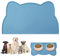 Adiwo Cat & Dog Feeding Mat - Silicone Non-Slip, Spill Proof, Blue