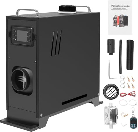PRIJESSE 2026 Upgraded | 12V All-in-One Diesel Air Heater | 5KW-8KW Diesel Parking Heater with LCD Monitor and Remote Control, for Car Trucks Boat Bus RV Caravan SUV Motorhome (black)