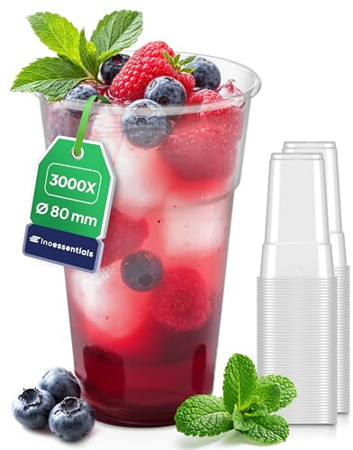 Inoverse Plastikbecher 0,3 l, 3000 Stück, Trinkbecher, Partybecher | Transparent, Einwegbecher, Ausschankbecher, transparenter Kunststoffbecher, Plastik Becher für Partys Feiern Veranstaltungen