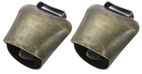PATIKIL 1,9 x 3,8 x 1,9 Zoll Mini Kuhglocken, 2 Stück Eisen Vintage Metall Festliche Glocke, Kuhglocken Großhandel für Tier-Anti-Verlust, Grün Patina