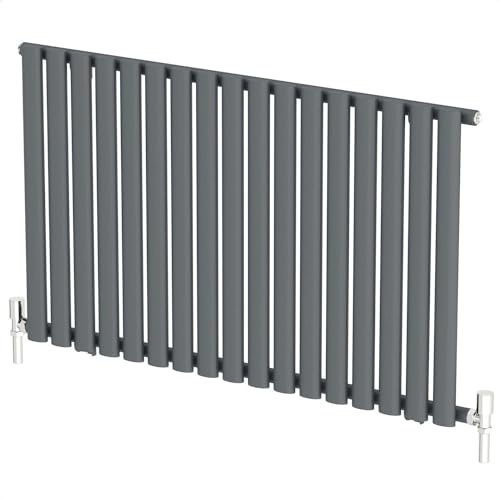 Radiant Living Anthracite Horizontal Radiator 600 x 1020mm – Single Panel Oval Column Designer Radiator, High Efficiency Modern Steel Heating for Living Room & Bathroom