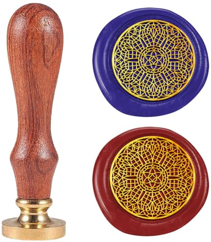 DELORIGIN Wachssiegelstempel Siegelstempel Personalisiert Mit Geometrischen Blumen Abnehmbar 25 mm Neuartiger Messing Wachssiegel Stempelkopf Für Hochzeit Briefumschläge Geschenkverpackungen