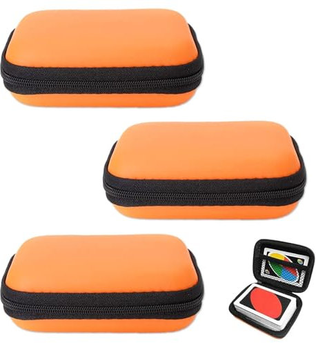 3 Stück Spielkarten Box und Etui - Orange Deck-Hülle, Wasserdichte Kartenaufbewahrung, Langlebige Tasche für Kartenspiele (11.5 * 8 * 4cm)