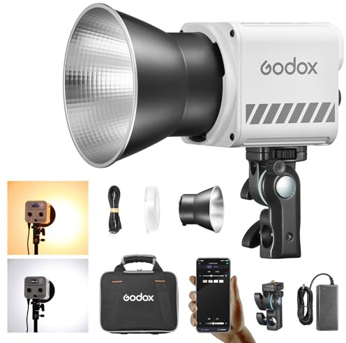 GODOX ML60IIBi 70W LED-Videoleuchte Fotoleuchte Videolight 2800K–6500K 70W 11 FX-Effekte CRI 96+ APP-Steuerung mit Reflektor,AD-E2-Halterung,Tragetasche