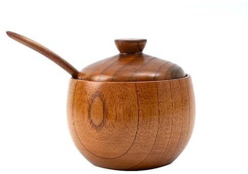 ABBNIA Saliera Vintage in Legno massello, Barattolo per condimenti con Coperchio, Utensili da Cucina, Barattolo per condimenti, Bottiglia per condimenti, Scatola per s