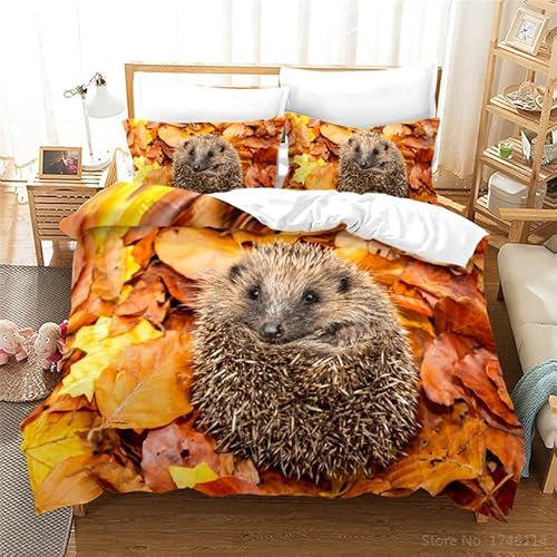CHCHNXY Bettwäsche 135x200,Igel Flauschige Weich Microfaser Bettbezug Mit Reißverschluss,Für Kinder Jungen Mädchen Junge Bettwäsche-Sets(1*Kissenbezug 80x80cm
