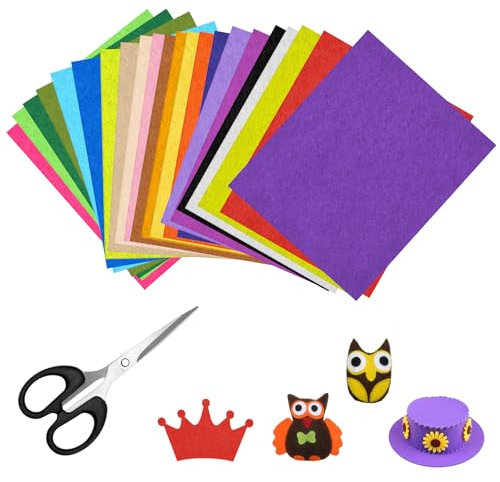 HENGBIRD 22 Farben Bastelfilz 1mm, 30x20 cm Filz Zum Basteln Und Schere Diy Filzplatten Filzstoff Vliesstoff Stoff Filzplatten Filz Basteln für Handarbeit Diy Handwerk Nähen Party Dekorationen Kinder