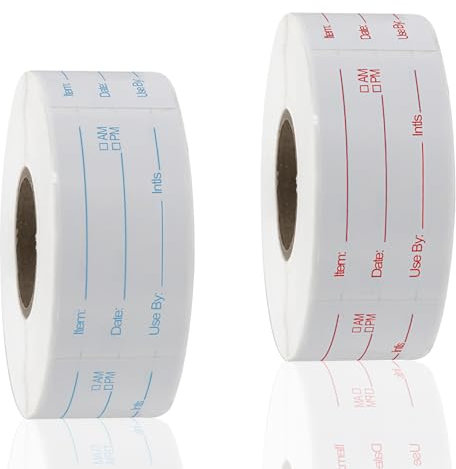 1000 Pieces Food Labels Stickers, 2 Rolls 5 x 2.5cm Freezer Labels Easy Peel Off, Writable Food Storage Labels for Jars, Pantry and Meal Containers